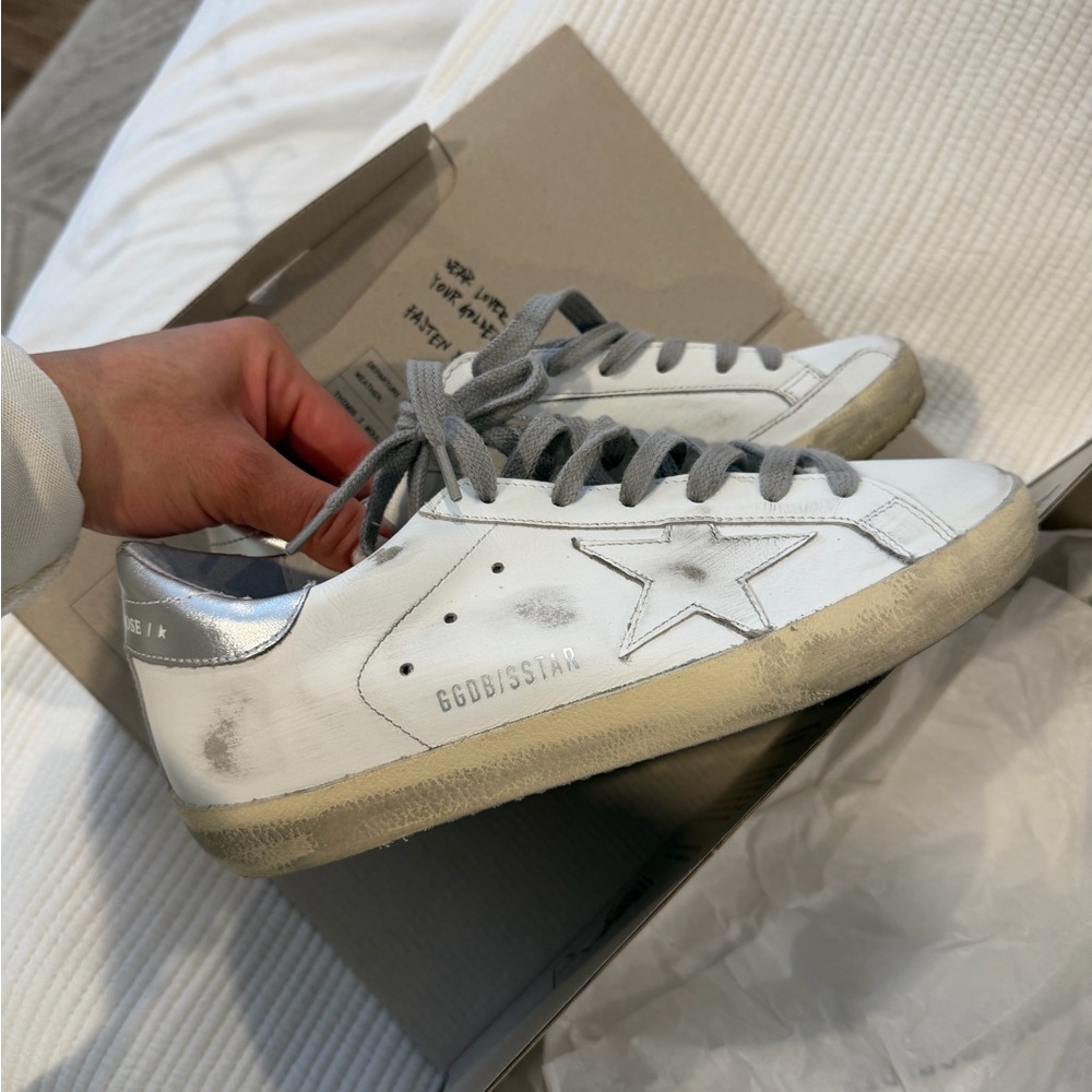 Golden Goose White Sneakers with Silver Star